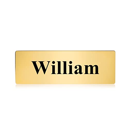 Jeweidea Namensbrosche Personalisierte Gravur Text/Name Monogramm Brosche für Damen Silber/Gold Herren Jacke Brosche Rede Meetings Party Sicherheitsnadel (Gold) von Jeweidea
