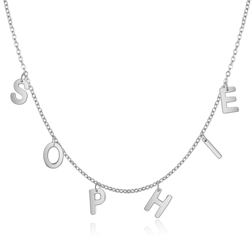 Jeweidea Namenskette Personalisiert Kette mit Buchstaben Edelstahlkette Damen Kette mit Namen Personalisierte Geschenke für Mädchen,Freundin,Mutter,Schwester von Jeweidea