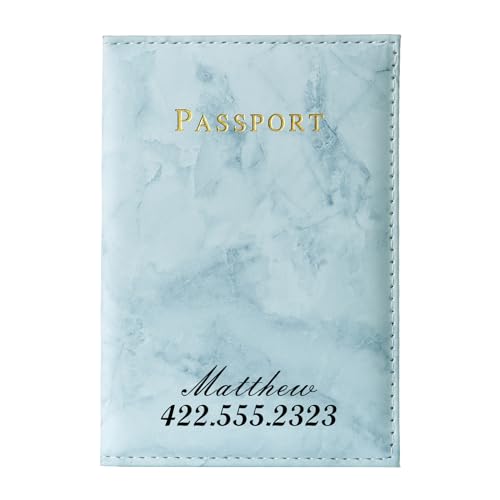 Jeweidea PU-Leder Reisepasshülle für Damen Herren Personalisiert Namen Passport Hülle Reisepass Tasche Travel Organizer für Familien Kreditkarten Ausweis Reisedokumententasche Reise zubehör von Jeweidea