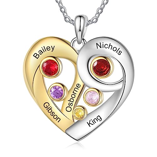 Jeweidea Personalisiert Damen Kette mit Namen und Geburtsstein Namenskette mit Gravur Personalisierte Geschenke für Mädchen,Freundin,Mutter,Schwester von Jeweidea