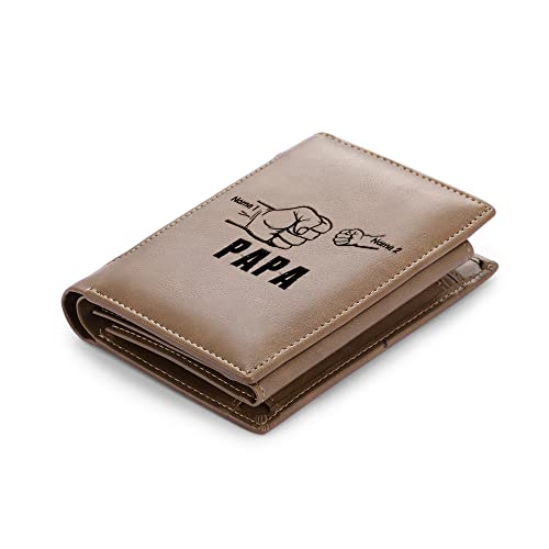 Jeweidea Personalisierte Geldbörse Herren Fauststoß PU-Leder Geldbörse mit Gravierten Namen Kartenetui mit Münzfach für Papa Freund Männer Geschenk für Weihnachten Vatertag Geburtstag von Jeweidea