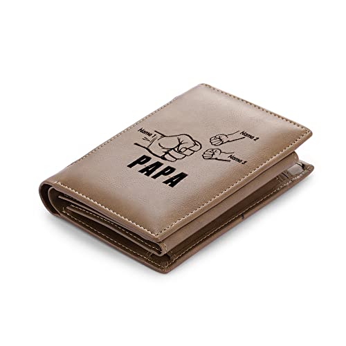 Jeweidea Personalisierte Geldbörse Herren Fauststoß PU-Leder Geldbörse mit Gravierten Namen Kartenetui mit Münzfach für Papa Freund Männer Geschenk für Weihnachten Vatertag Geburtstag von Jeweidea