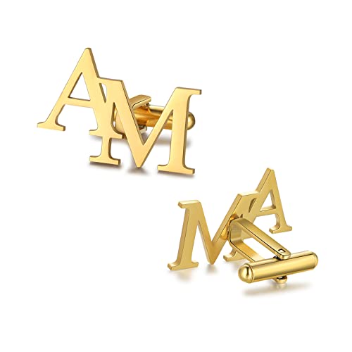 Jeweidea Personalisierte Herren Hemd Manschettenknöpfe mit Gravur Initialen Alphabet 1 Paar Namen Herren Manschettenknöpfe Edelstahl für Papa Bräutigam Hochzeit Weihnachtsgeschenke Vatertagsgeschenke von Jeweidea