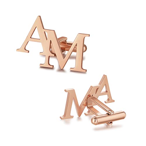 Jeweidea Personalisierte Herren Hemd Manschettenknöpfe mit Gravur Initialen Alphabet 1 Paar Namen Herren Manschettenknöpfe Edelstahl für Papa Bräutigam Hochzeit Weihnachtsgeschenke Vatertagsgeschenke von Jeweidea