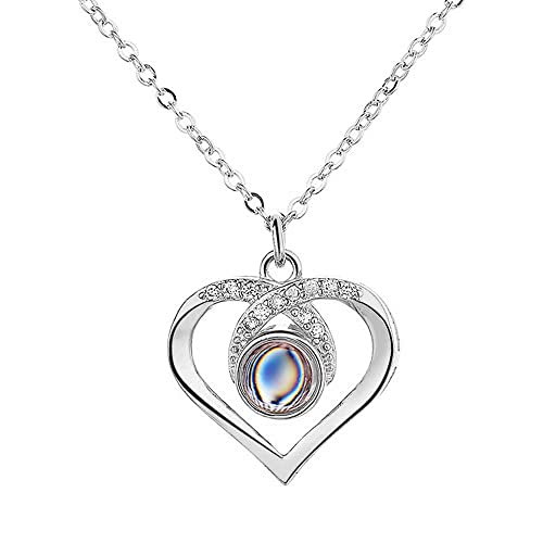Jeweidea Personalisierte Kette mit Foto Projektion Damen Kette mit Gravur für Freundin Mutter Mama - Schmuck für Muttertagsgeschenke, Weihnachtsgeschenke, Valentinstag (Text-Silber) von Jeweidea