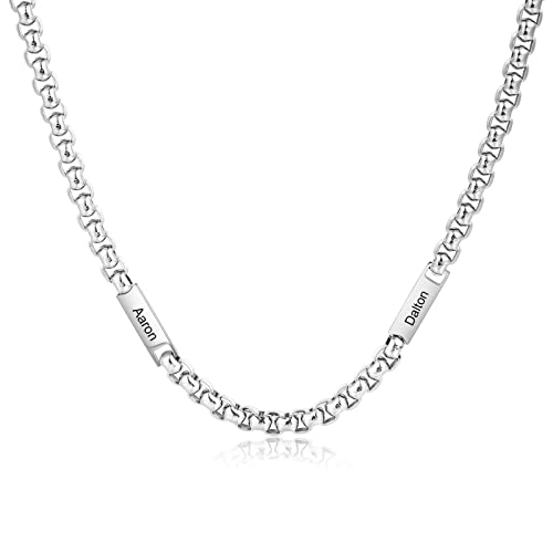 Jeweidea Personalisierte Kette Mit Namen - Edelstahlkette Herren Mit Gravur - Namenskette Personalisiert - Geschenk für Männer, Vatertag, Jahrestag, Ihn von Jeweidea