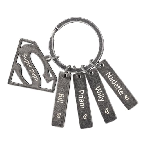 Jeweidea Personalisierte Schlüsselanhänger mit Namen für Männer Frauen Eingravierter Kindername Edelstahl-Schlüsselanhänger für Papa, Mama, Freunde, personalisierte Geschenke von Jeweidea