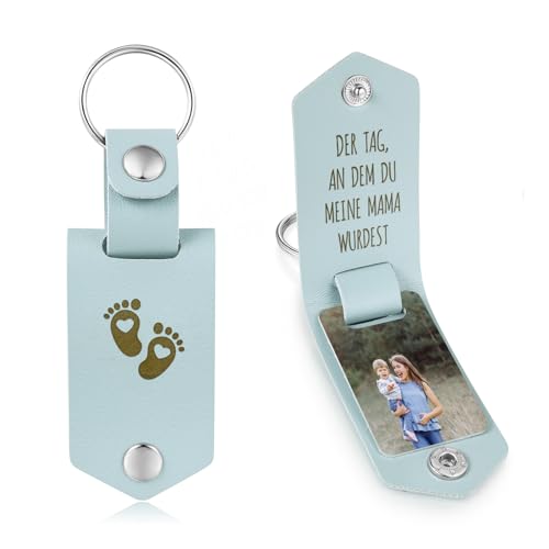 Jeweidea Personalisierter Foto-Schlüsselanhänger für Mama – Leder Schlüsselanhänger mit Namen Gravur zum Muttertag Familien-Schlüsselanhänger Beste Mama Personalisierte Geschenke für Damen von Jeweidea