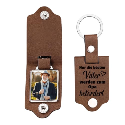 Jeweidea Personalisierter Foto-Schlüsselanhänger für Papa – Leder Schlüsselanhänger mit Namen Gravur zum Vatertag Familien-Schlüsselanhänger Bester Papa Personalisierte Geschenke für Männer von Jeweidea