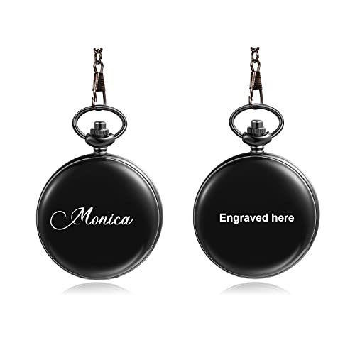 Jeweidea Taschenuhr Herren Personalisierte Quarz Taschenuhr mit Gravur Foto Namen Antike Taschenuhr Kette Geschenk für Papa Ehemann Freund Vatertagsgeschenk von Jeweidea