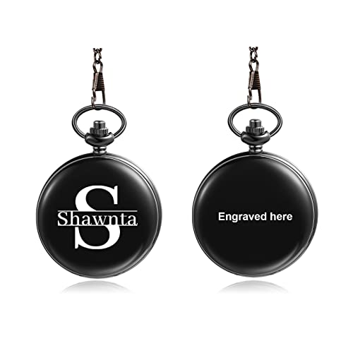 Jeweidea Taschenuhr Herren Personalisierte Quarz Taschenuhr mit Gravur Foto Namen Antike Taschenuhr Kette Geschenk für Papa Ehemann Freund Vatertagsgeschenk von Jeweidea