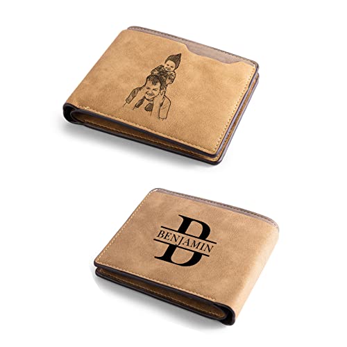 Jeweidea Personalisierte Geldbörse Herren mit Foto PU-Leder Bifold Portemonnaie mit Kartenhalter Geldbeutel für Männer Papa Ehemann Vater zum Weihnachten Vatertagsgeschenk von Jeweidea