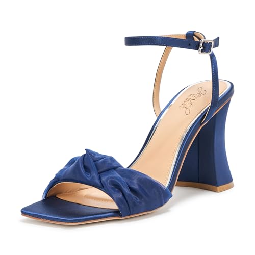 Jewel Badgley Mischka Damen Fayola Sandale mit Absatz, Marineblaues Satin, 39.5 EU von Jewel Badgley Mischka