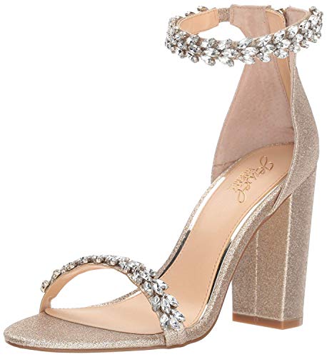 Jewel Badgley Mischka Damen Mayra Knöchelriemchen Abendschuh Sandale mit Absatz, Gold/Glitzer, 38.5 EU von Jewel Badgley Mischka