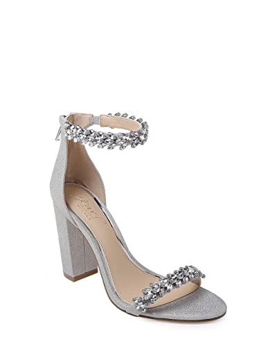 Jewel Badgley Mischka Damen Mayra Sandalen mit Absatz, Silber Glitter, 41 EU von Jewel Badgley Mischka