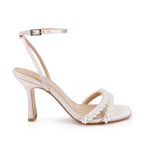 Jewel Badgley Mischka Damen Noah Sandalen mit Absatz, Champagner-Satin, 37 EU Jewel Badgley Mischka Damen Noah Sandalen mit Absatz, Champagner-Satin, 37 EU von Jewel Badgley Mischka