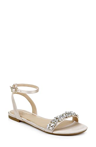 Jewel Badgley Mischka Damen Ohara Flache Sandale, Champagner, 40 EU von Jewel Badgley Mischka