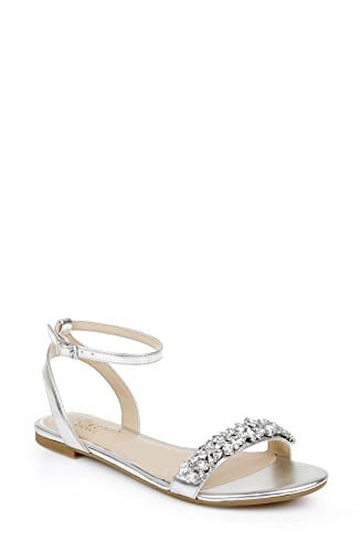 Jewel Badgley Mischka Damen Ohara Flache Sandale, Silber, 38.5 EU Jewel Badgley Mischka Damen Ohara Flache Sandale, Silber, 38.5 EU von Jewel Badgley Mischka