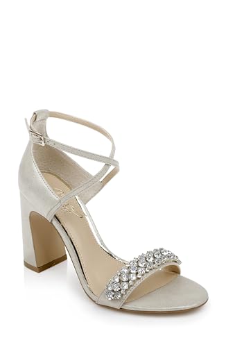 Jewel Badgley Mischka Damen Penny Crystal Embellished Block Heel Sandale mit Absatz, Gold, 38 EU von Jewel Badgley Mischka