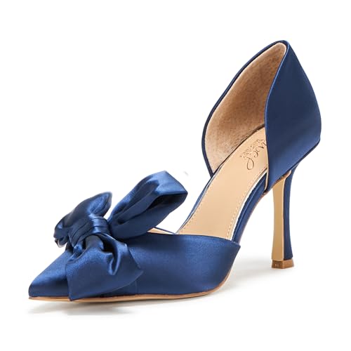 Jewel Badgley Mischka Damen Sidney Pumps, Marineblaues Satin, 37 EU von Jewel Badgley Mischka