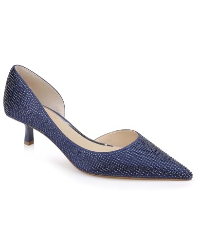 Jewel Badgley Mischka Damen Teegan Pointed Toe Kitten Heel Pumps, Marineblau, 41 EU von Jewel Badgley Mischka