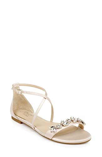 Jewel Badgley Mischka Damen Tessy Flache Sandale, Champagne, 36.5 EU Jewel Badgley Mischka Damen Tessy Flache Sandale, Champagne, 36.5 EU von Jewel Badgley Mischka