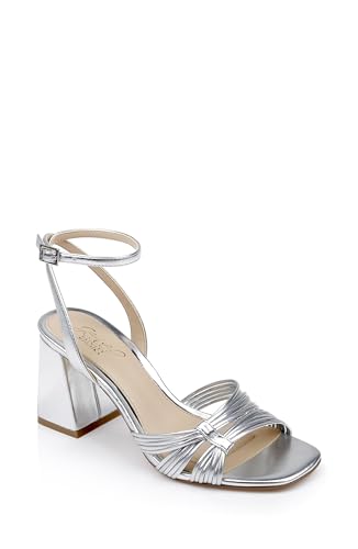 Jewel Badgley Mischka Michelle Metallic Strappy Block Heels, silber, 39 EU von Jewel Badgley Mischka