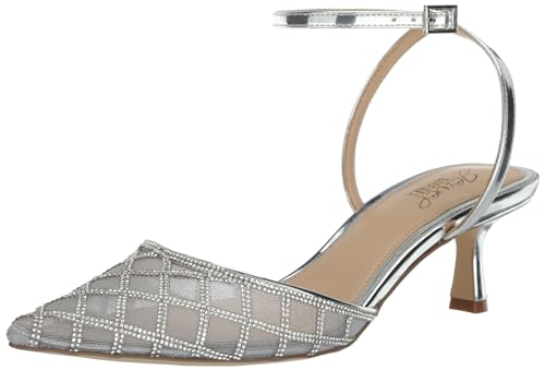 Jewel Badgley Mischka Yesenia Kitten-Heel mit Netzeinsatz, silber, 38.5 EU von Jewel Badgley Mischka