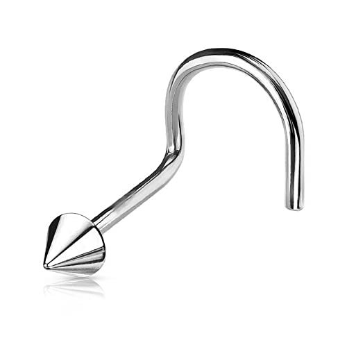 Jewel Barrel Nasenschraube Haken 20G (0.8mm) Nasenloch Piercing Schmuck Dünner Nasenring Chirurgenstahl Silber Gold Schwarz Rose mit Kleine Kugel oder Kegel Ende, Edelstahl von Jewel Barrel