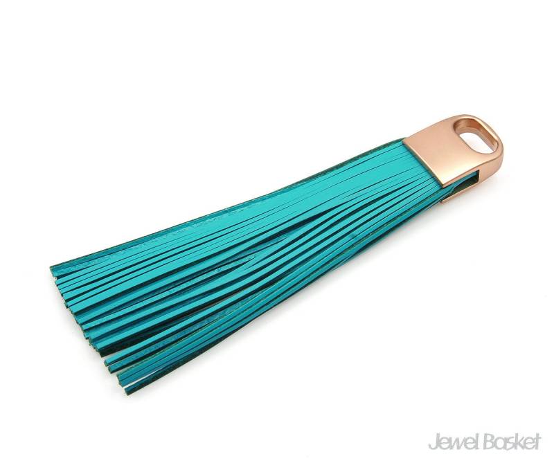 1 Stück - Blaue Leder Quaste Mit Braun Gold Kappe/15 Mm X 98 Ebug006-P 1 Stück - Blaue Leder Quaste Mit Braun Gold Kappe/15 Mm X 98 Ebug006-P von JewelBasket