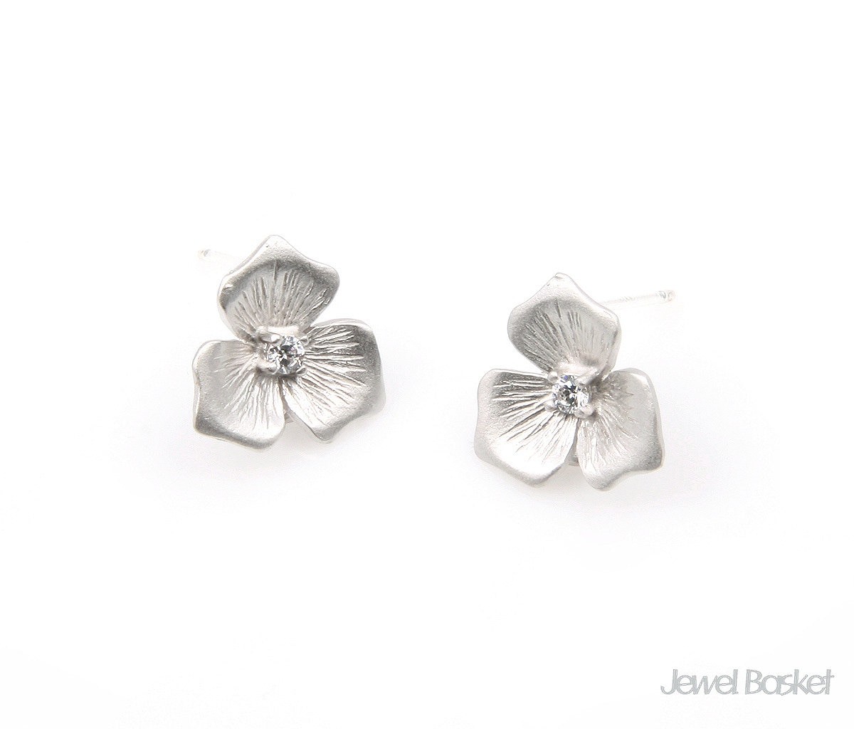 2 Stück - Blumen Ohrringe in Mattem Rhodium/11, 5mm X Bms237-E 2 Stück - Blumen Ohrringe in Mattem Rhodium/11, 5mm X Bms237-E von JewelBasket