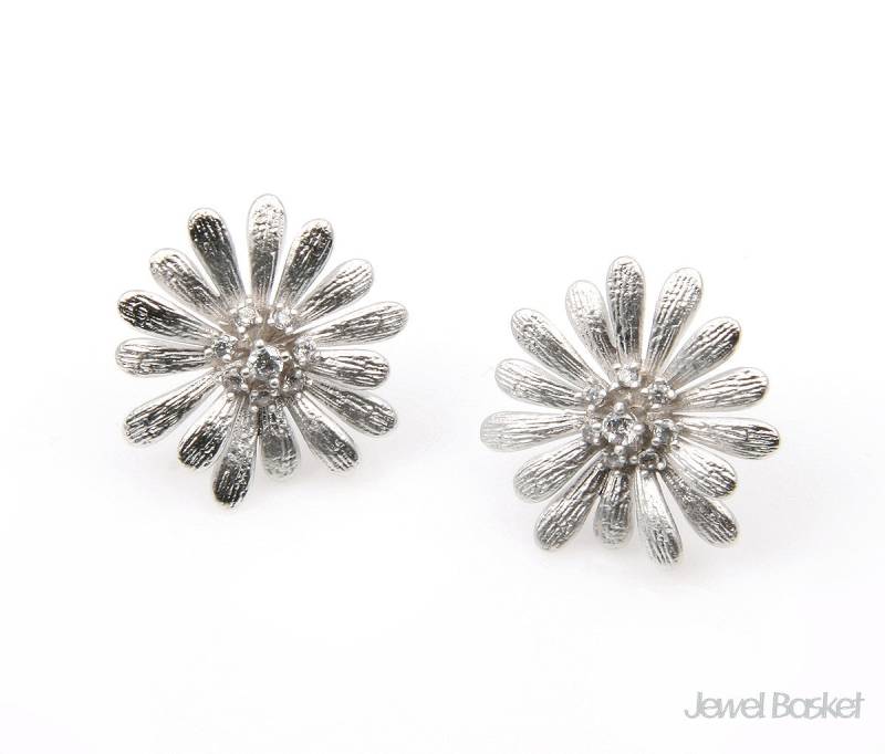 2 Stück - Gänseblümchen Ohrringe in Mattem Rhodium/18 Mm X Bms238-E 2 Stück - Gänseblümchen Ohrringe in Mattem Rhodium/18 Mm X Bms238-E von JewelBasket