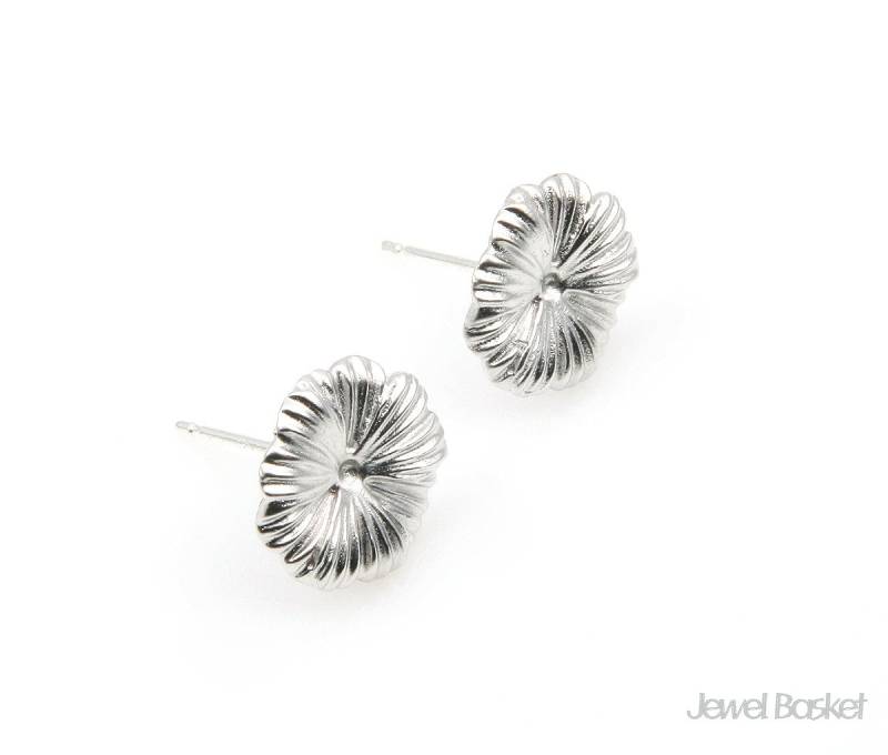 Blumen Ohrringe in Matte Rhodium/12 Mm X Bms283-E | 2 Stück Blumen Ohrringe in Matte Rhodium/12 Mm X Bms283-E | 2 Stück von JewelBasket
