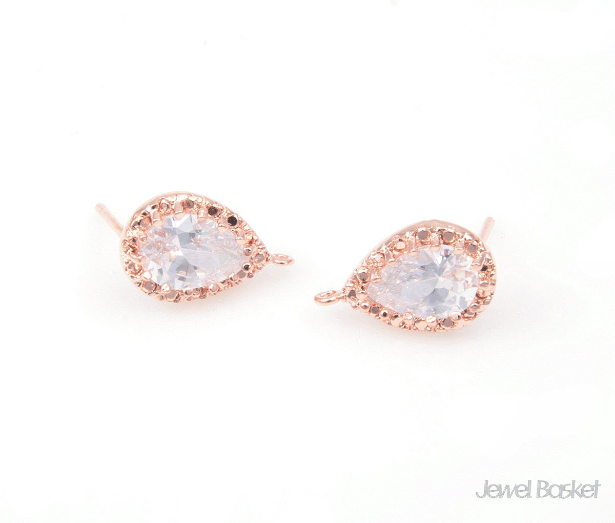 Prg030-E | 2 Stück/Tropfen Cubic Zirkonia Ohrringe, Ohrstecker in Rose Gold 9mm X 12.5mm Prg030-E | 2 Stück/Tropfen Cubic Zirkonia Ohrringe, Ohrstecker in Rose Gold 9mm X 12.5mm von JewelBasket