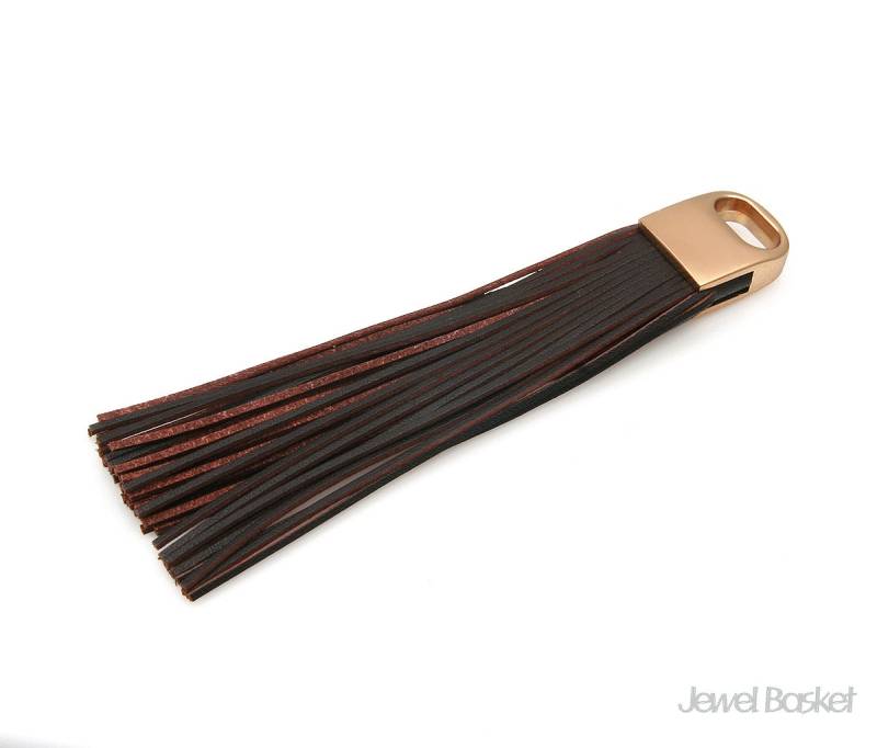 Schokoladenfarbe Leder Quaste Mit Braun Gold Kappe/15 Mm X 98 Eceg006-P | 1stk Schokoladenfarbe Leder Quaste Mit Braun Gold Kappe/15 Mm X 98 Eceg006-P | 1stk von JewelBasket