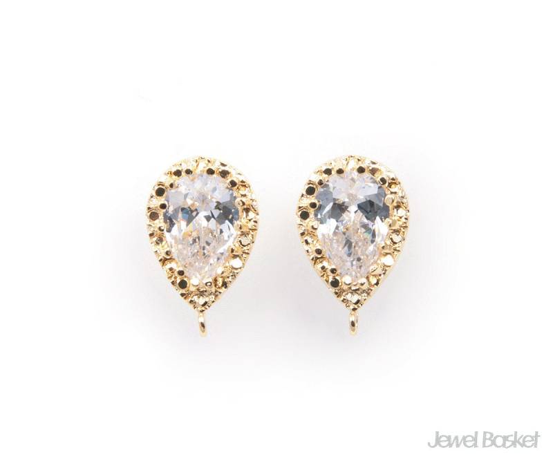 Tropfen Cubic Zirconia Ohrringe 16K Vergoldet, Sterling Silber Post von JewelBasket