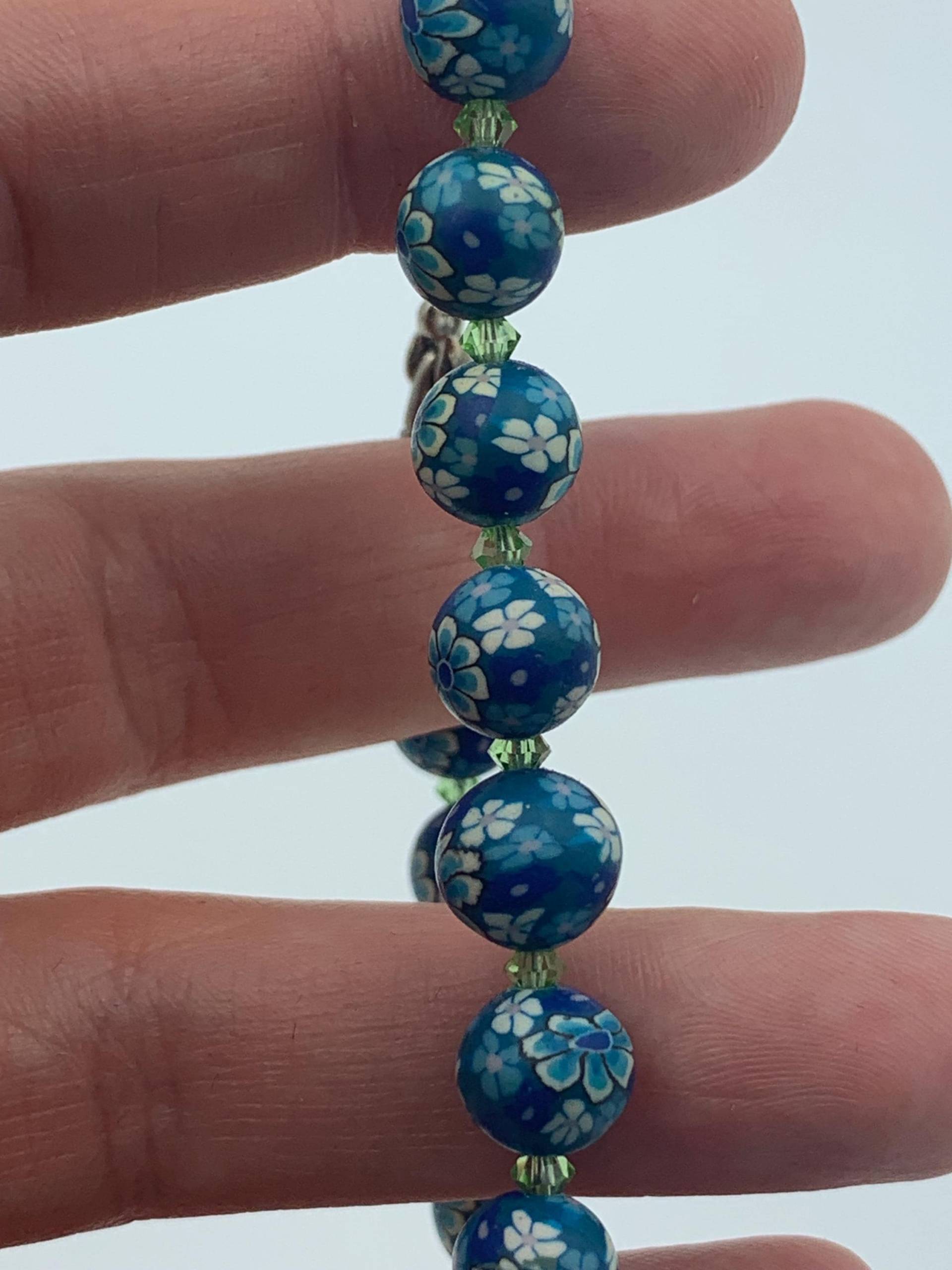 Blau Und Weiß Polymer Clay Swarovski Kristall Perlen 21, 5 cm Tennis Armband Blau Und Weiß Polymer Clay Swarovski Kristall Perlen 21, 5 cm Tennis Armband von JewelGrotto