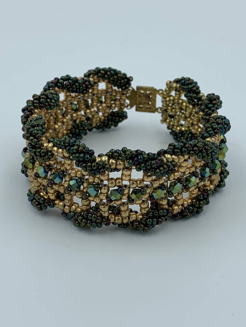 Gold Und Grün Seed Bead Thunder Polish Kristall 21, 5 cm Perlenarmband Gold Und Grün Seed Bead Thunder Polish Kristall 21, 5 cm Perlenarmband von JewelGrotto