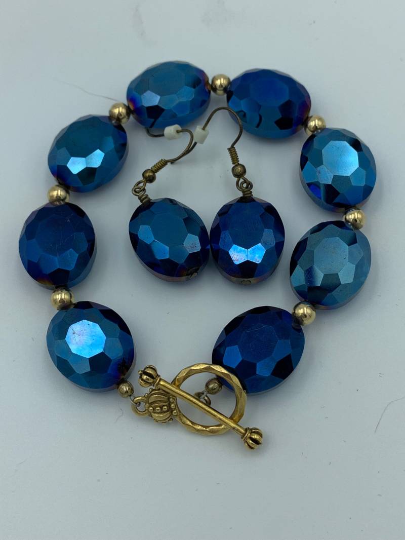 Königliches Glas Perlen Armband Und Ohrringe Set Königliches Glas Perlen Armband Und Ohrringe Set von JewelGrotto