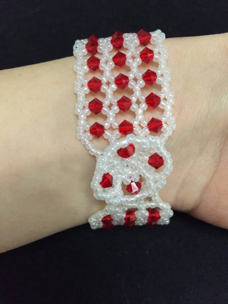 Roten Und Weißen Swarovski-Kristall Rocailles 17, 8 cm Beadwork Armband Roten Und Weißen Swarovski-Kristall Rocailles 17, 8 cm Beadwork Armband von JewelGrotto