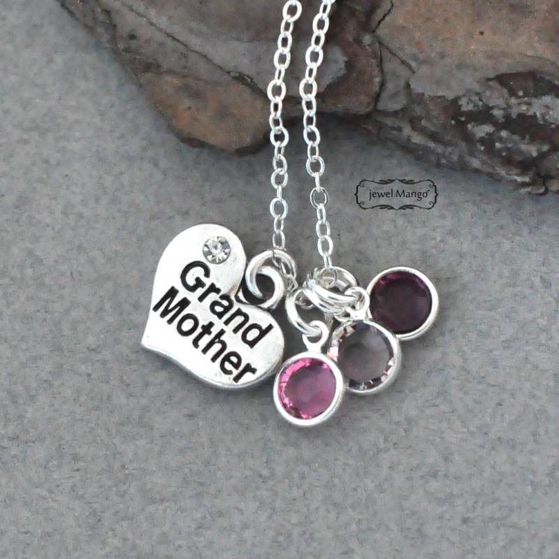 Großmutter Geschenke, Halskette, Personalisierter Geburtsstein, Mama Halskette Kinder Geburtsstein Individuelle Geschenke Für Mama, Swarovski von JewelMango