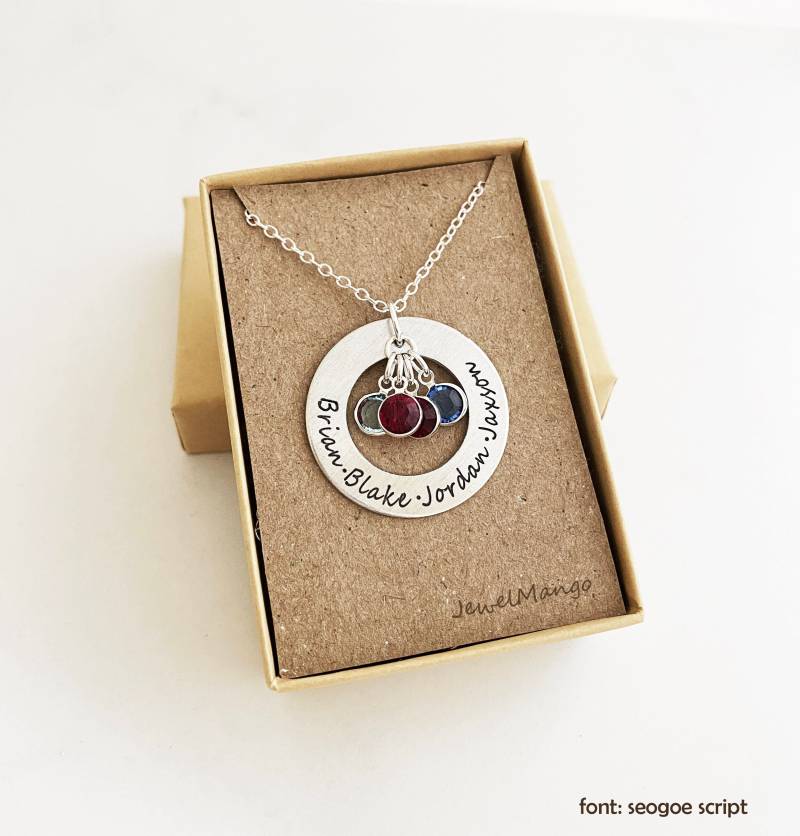 Mutter Halskette Mit Kindernamen, Geschenk Für Mutter, Oma, Personalisierte Familienkette, Geburtssteinkette, Familienliebe von JewelMango