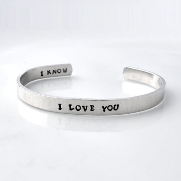 Personalisierte Metall-Armband, Benutzerdefinierte Armband, Aluminium-Manschette Graviert Ich Liebe Dich, Weiß, Schmuck, Juwelmango von JewelMango