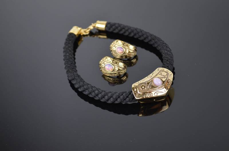 Baumwolle Metall Goldene Farbe Chocker Halskette Clips Set Rosa Transparrent Onyx Stein Glas Unisex Geschenk Handgemachte Einzigartiges Für Sie Ihn von Jewelax
