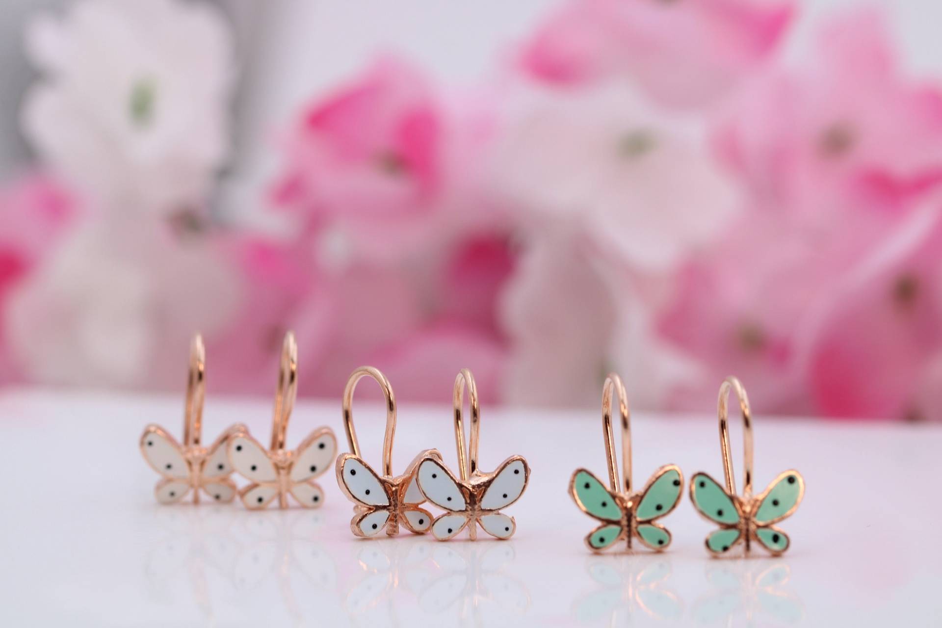 Schmetterling Ohrringe Für Mädchen, Rose Gold Sommer Kinder, Geschenk Mädchen von JewelbyMelis