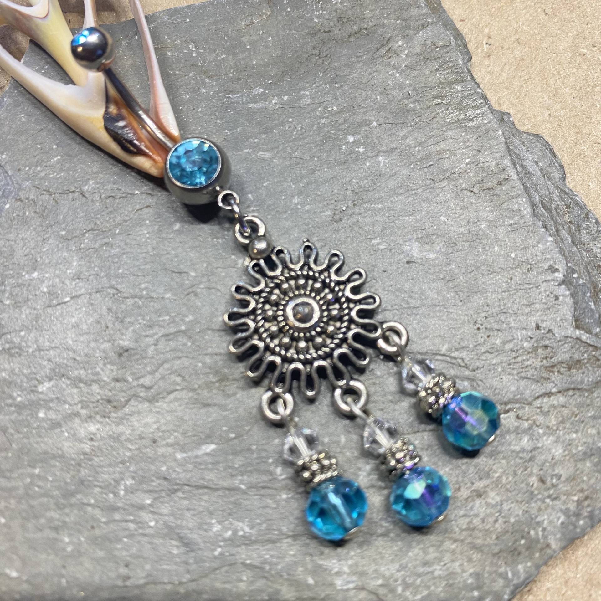 Nur 2 Bauchnabel Ring - Aquamarine Double Jeweled Barbell Nur 2 Bauchnabel Ring - Aquamarine Double Jeweled Barbell von JeweledNavel