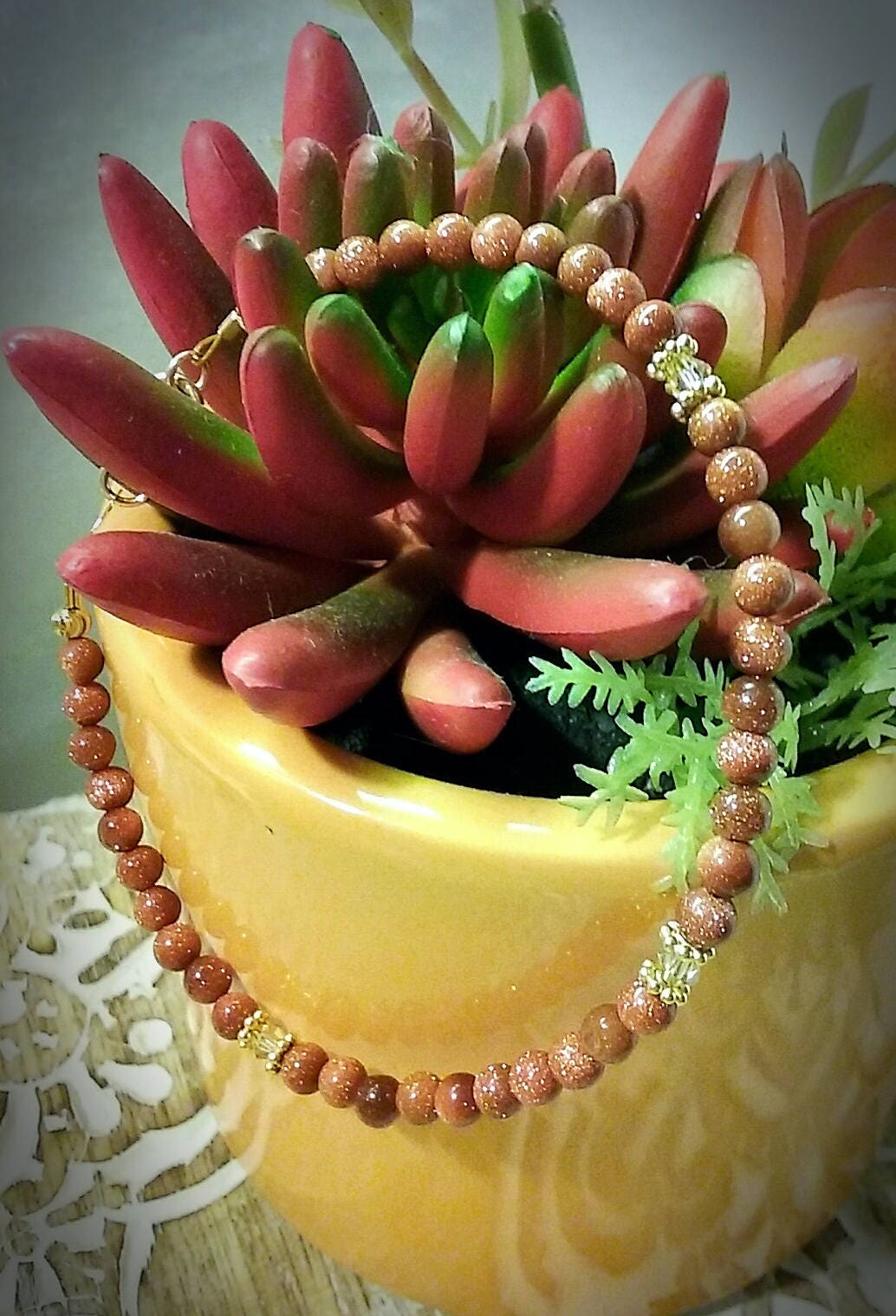 Goldstone & Swarovski 14K Gold Filled Armband von JeweledPassion