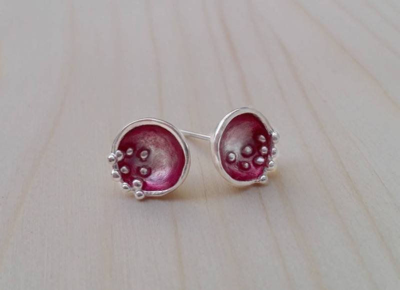 Waldfrucht Ohrringe, Ohrstecker, 925 Silber Moderner Schmuck, Emaille Und Silber, Designer Waldfrucht Ohrringe, Ohrstecker, 925 Silber Moderner Schmuck, Emaille Und Silber, Designer von JewelerSoul