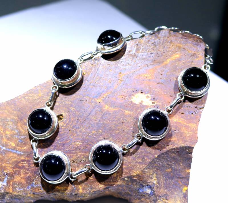 Ein Sterling Silber 23cm Schwarz Onyx Armband von JewelerySilverDesign