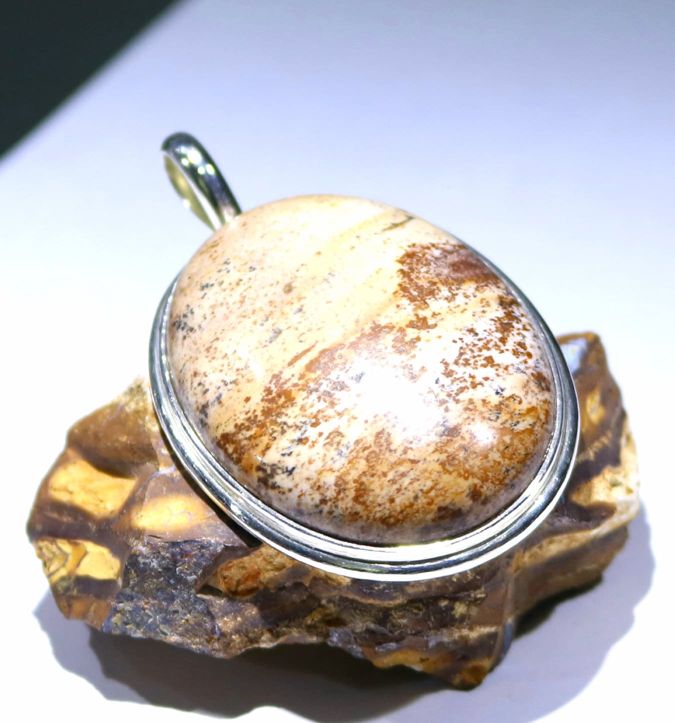 Ein Sterling Silber Bild Jaspis Anhänger von JewelerySilverDesign